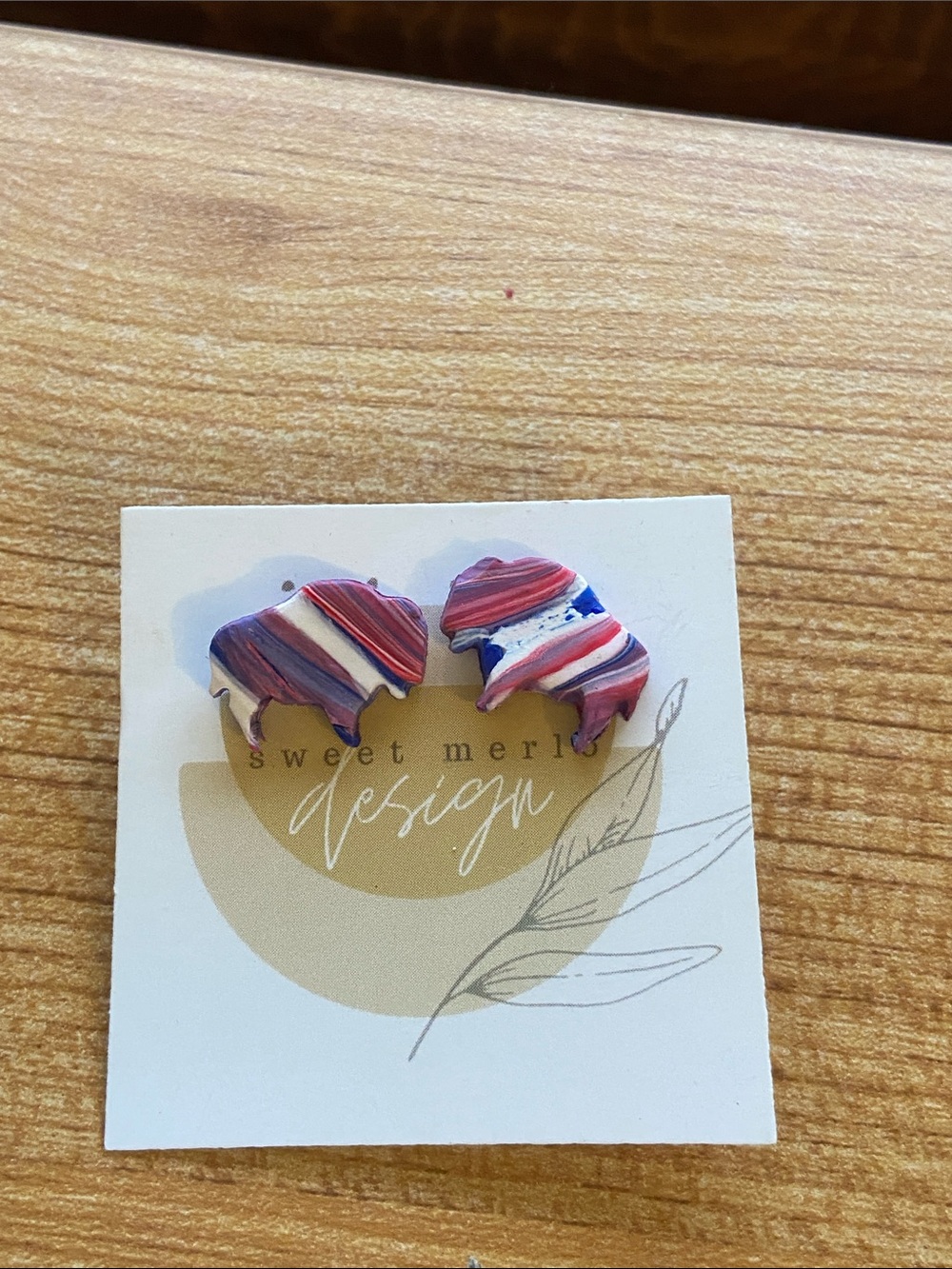 Buffalo Bills Zubaz Stripe polymer Stud Earrings - Red, Blue & White NWT